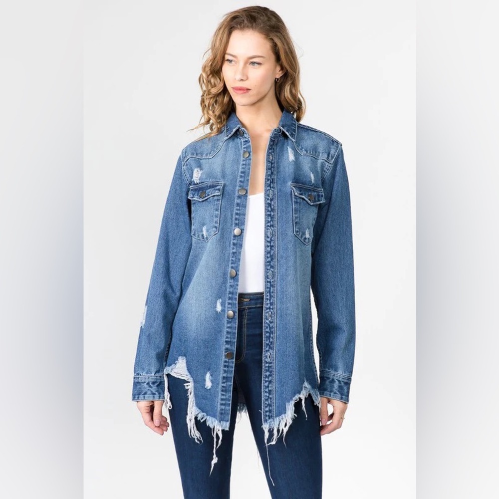 Distressed Shacket